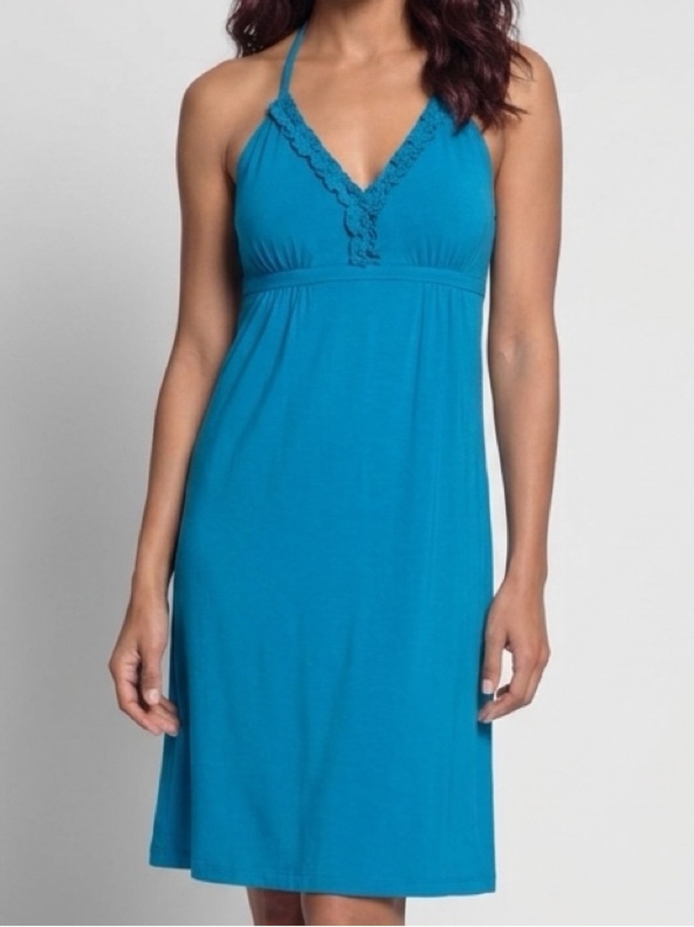 Express. Blue halter dress